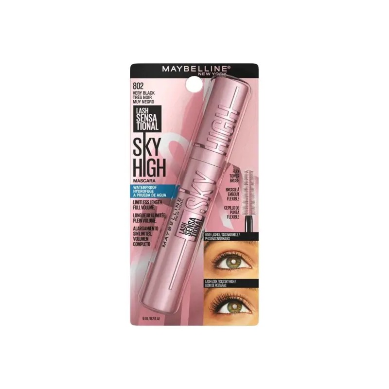 MAYBELLINE LASH SENSATIONAL SKY HIGH WATERPROOF MASCARA #802 VERY BLACK